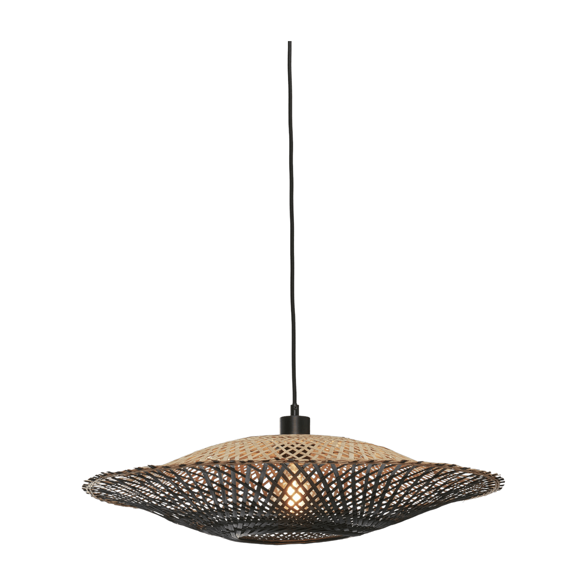 Lampe suspendue en bambou noir et naturel 60x15 cm Kalimantan - Good & Mojo - The Cool Republic