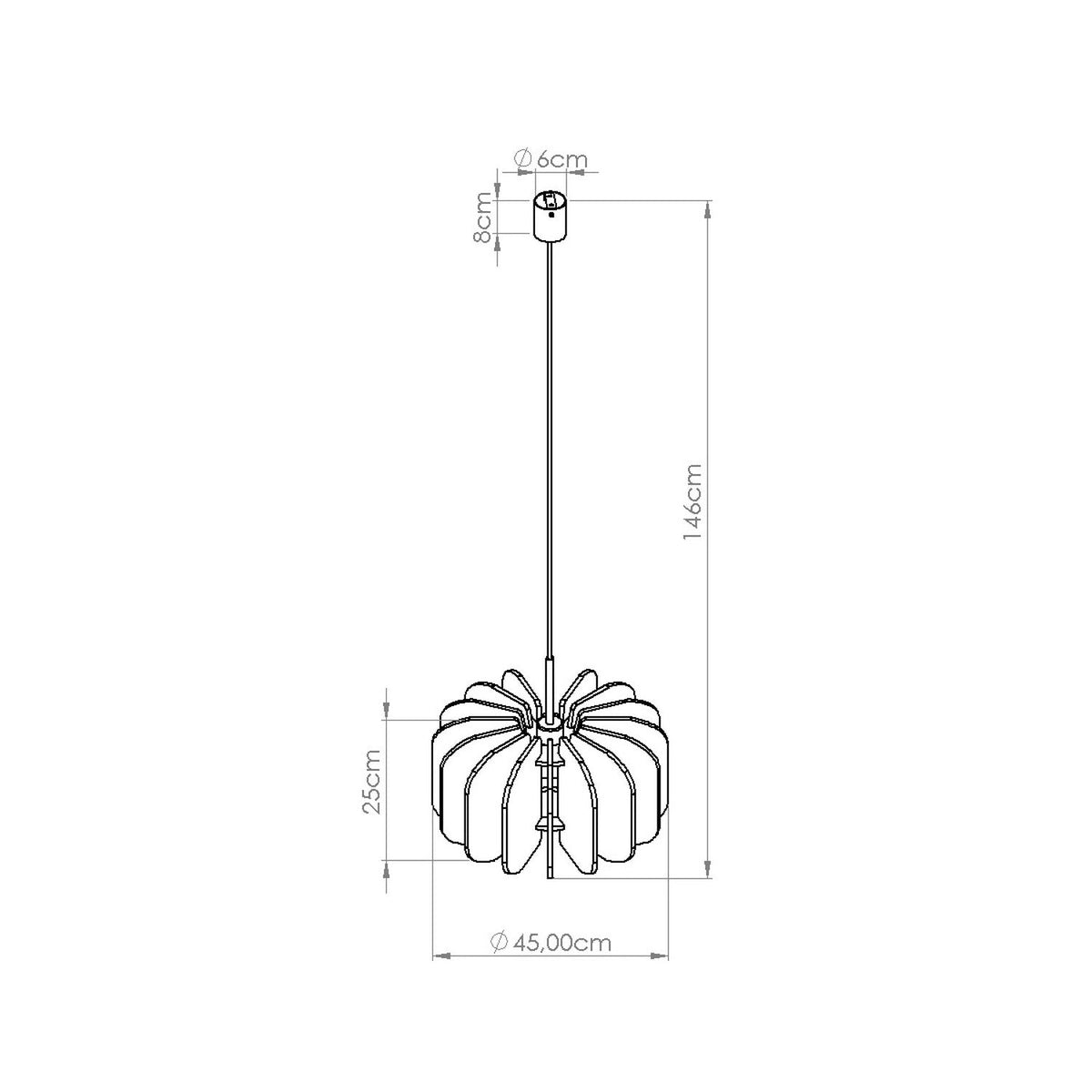 Lampe suspendue en feutre beige et acier noir 45x146cm Mula - Sollux - The Cool Republic