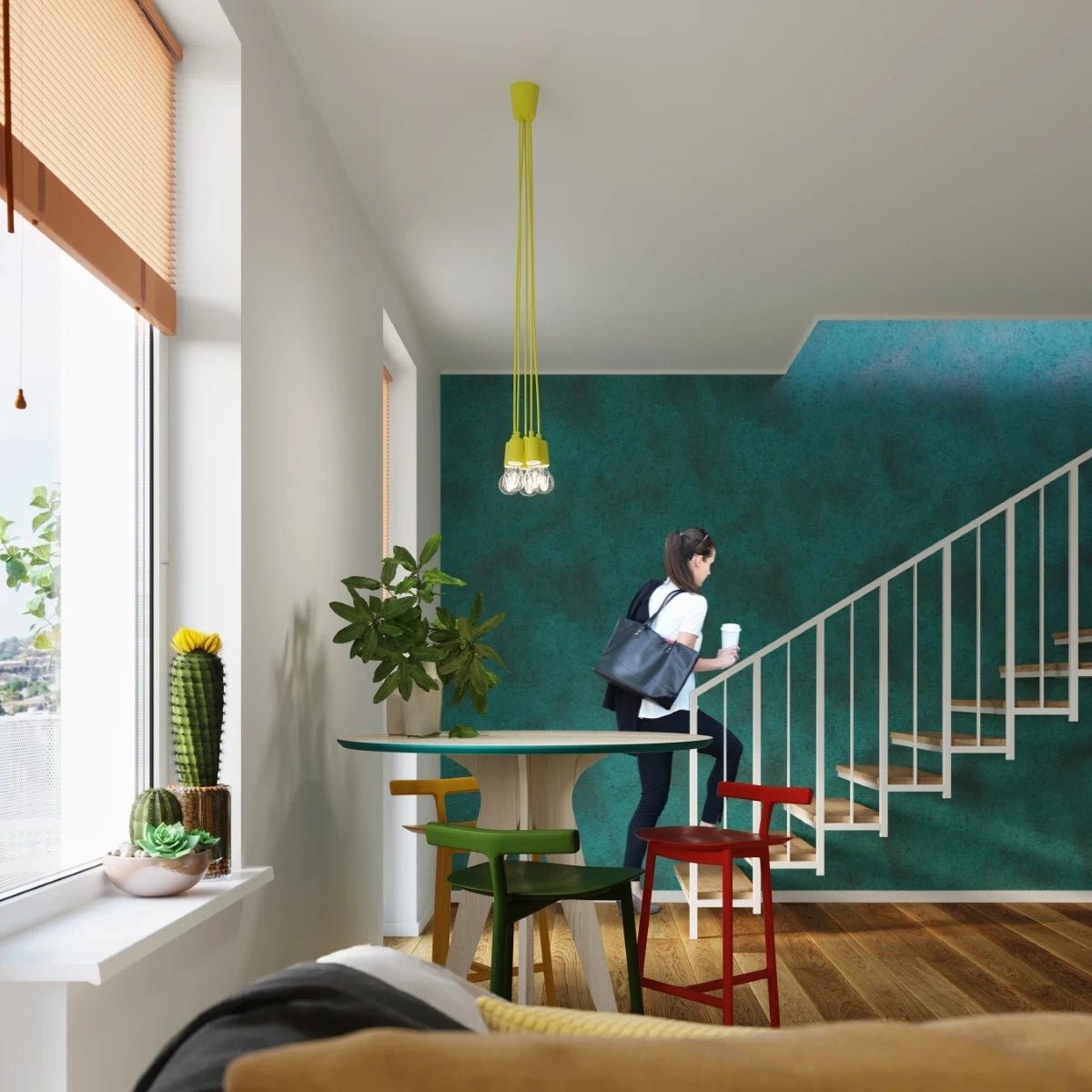 Lampe suspendue en pvc jaune 9x90cm Diego 1 - Sollux - The Cool Republic