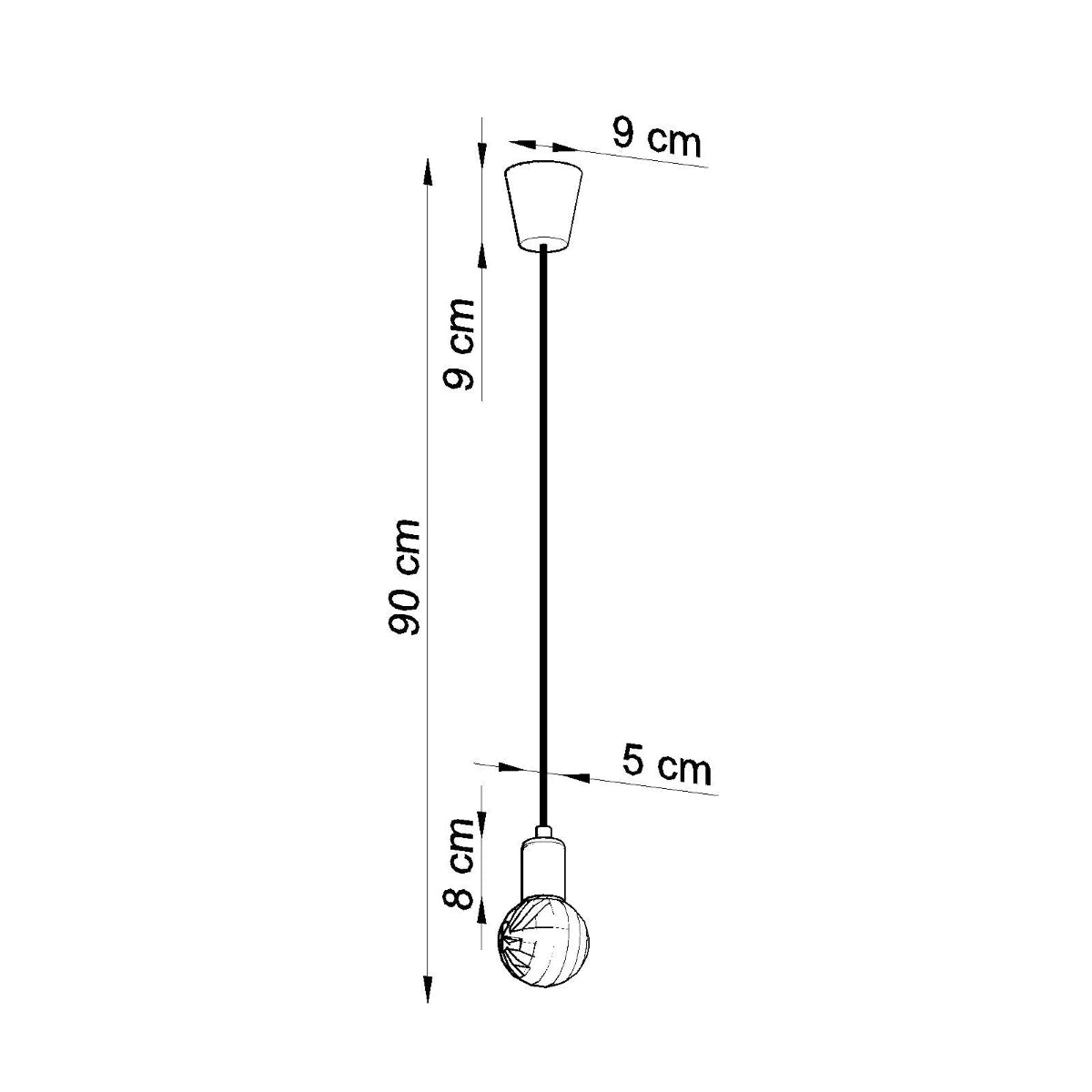 Lampe suspendue en pvc orange 9x90cm Diego 1 - Sollux - The Cool Republic