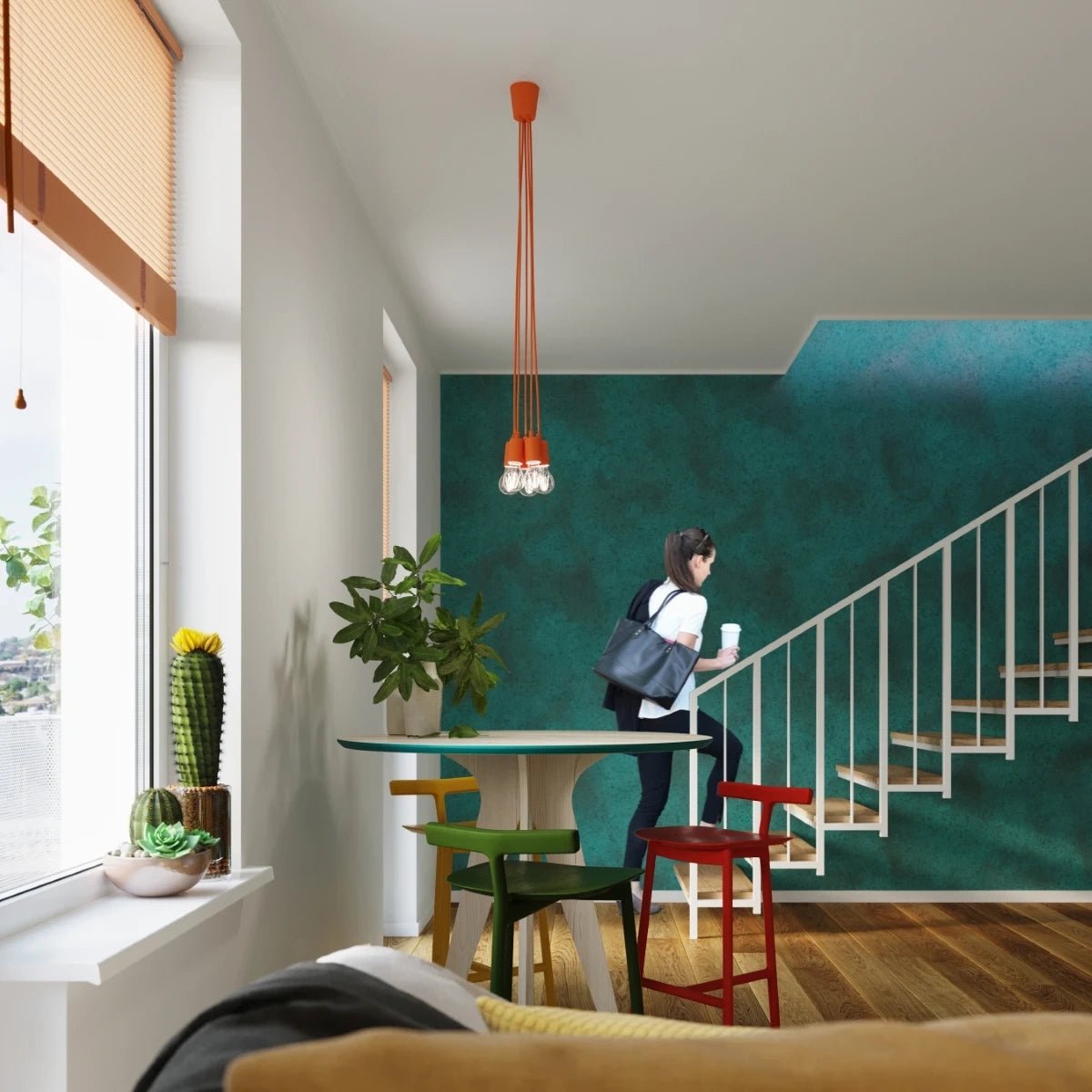 Lampe suspendue en pvc orange 9x90cm Diego 1 - Sollux - The Cool Republic