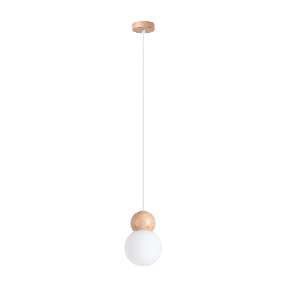 Lampe suspendue en verre et bois blanc Pekka 1 - Sollux - The Cool Republic