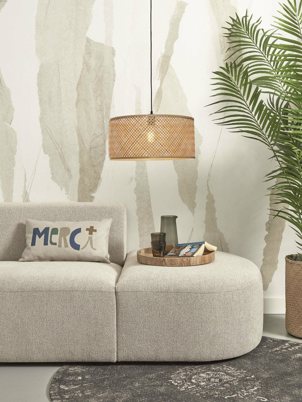Lampe suspendue ronde en bambou naturel 50x22 cm Java - Good & Mojo - The Cool Republic
