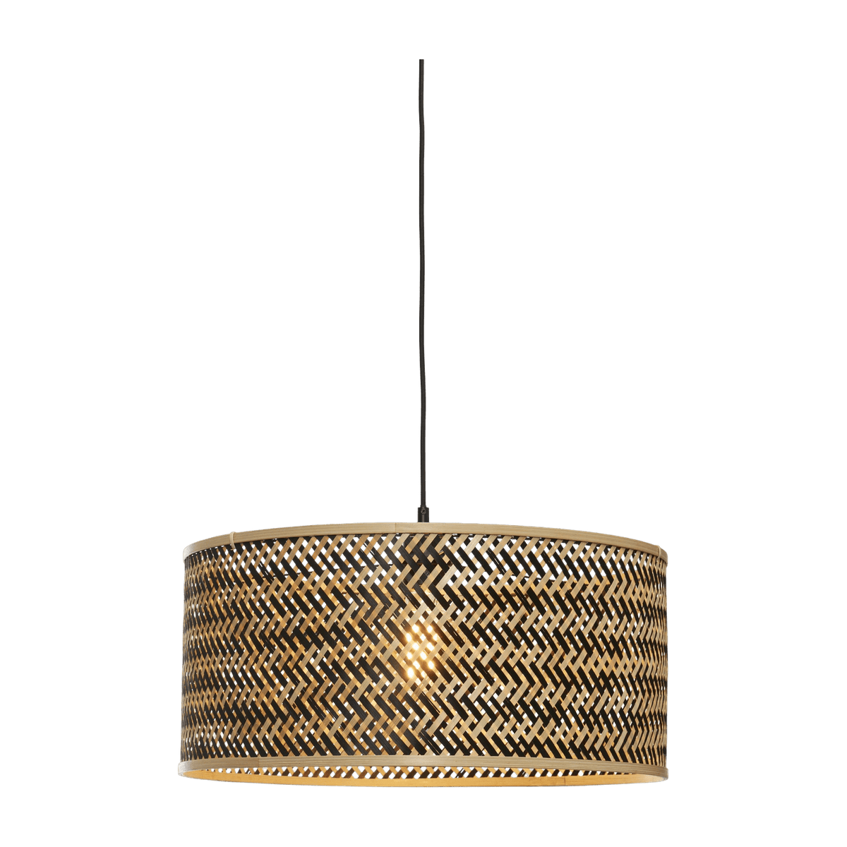 Lampe suspendue ronde en bambou noir et naturel 50x22 cm Java - Good & Mojo - The Cool Republic