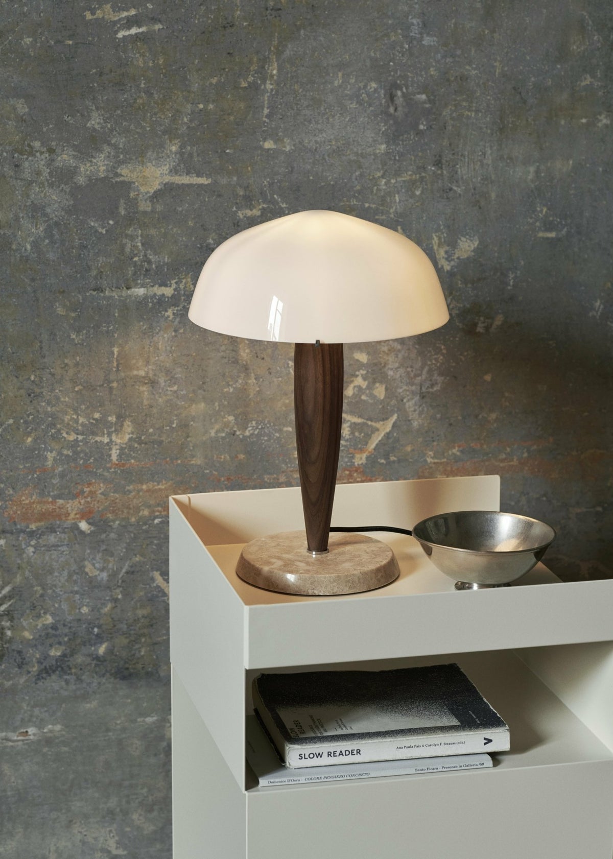 Opal glass lamp in oiled walnut marbre cream SHY3 - &tradition - The Cool Republic