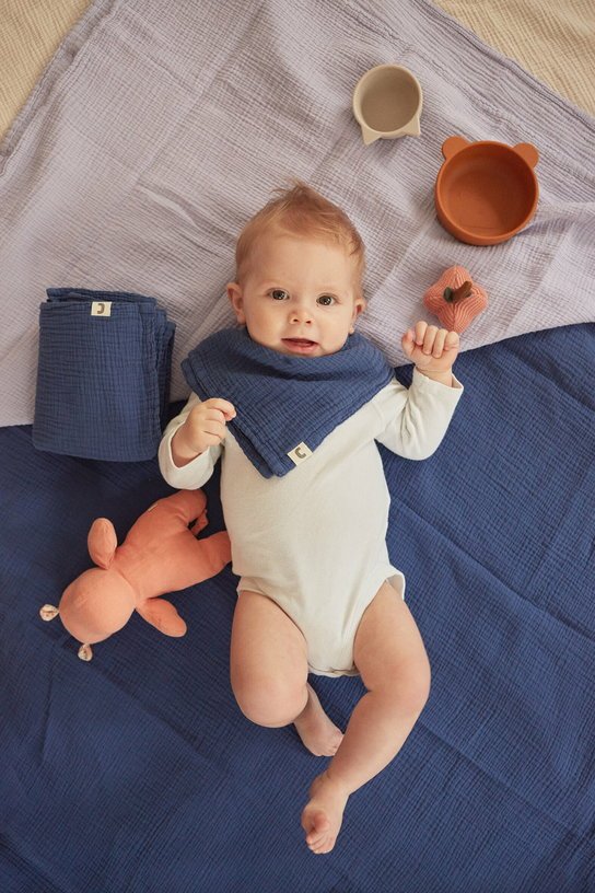 Lange en gaze de coton 90 x 90 cm bleu marine Les Petits - The Cool Republic - The Cool Republic