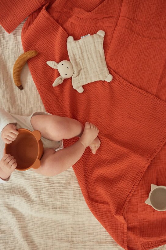 Lange en gaze de coton 90 x 90 cm orange abricot Les Petits - The Cool Republic - The Cool Republic