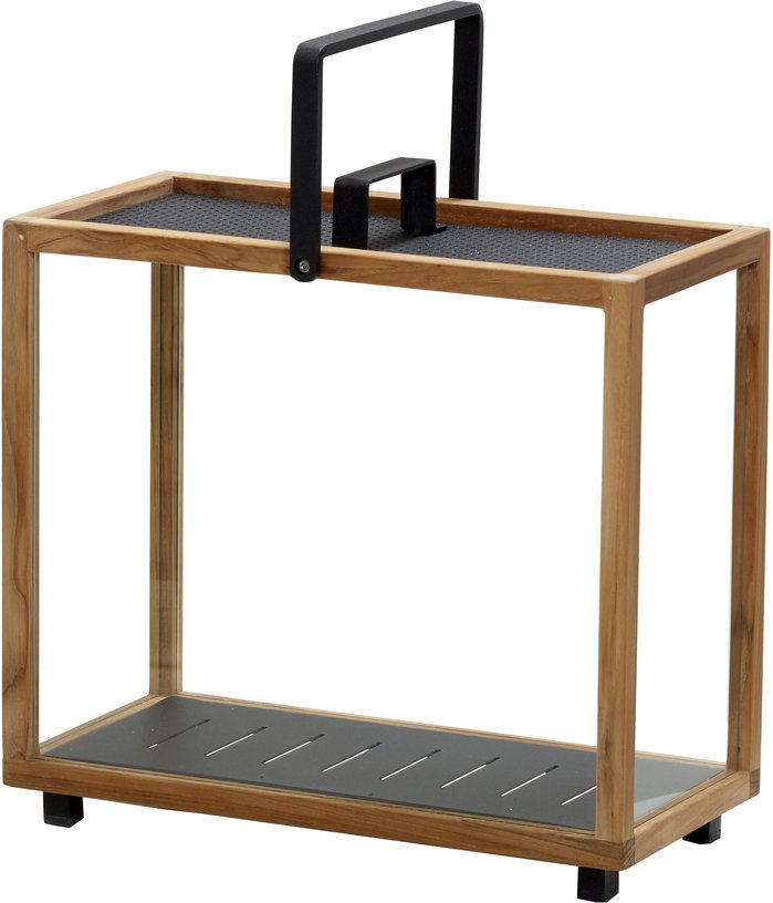 Lanterne rectangulaire en teck et aluminium noir Lighthouse - Cane - Line - The Cool Republic