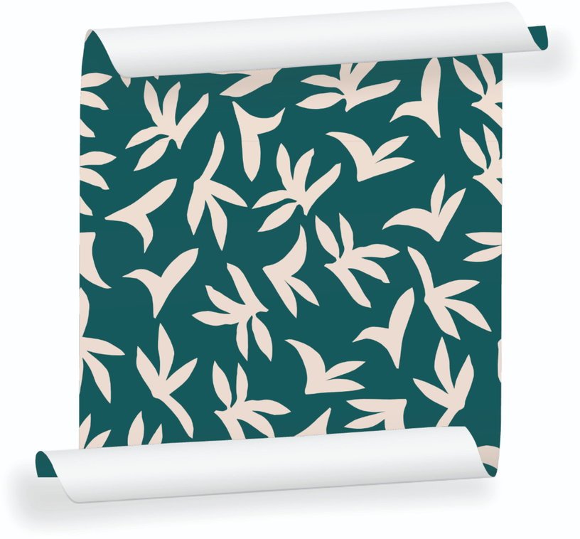 Lé de papier peint beige sur vert foncé Loup - MUES Design - The Cool Republic