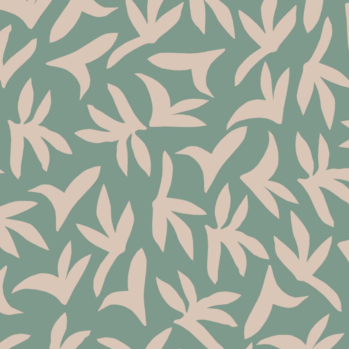 Lé de papier peint beige sur vert Loup - MUES Design - The Cool Republic