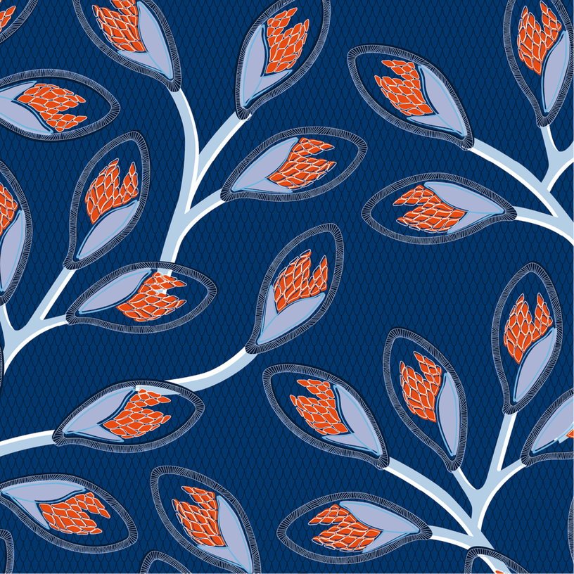 Lé de papier peint bleu Nyambura - MUES Design - The Cool Republic