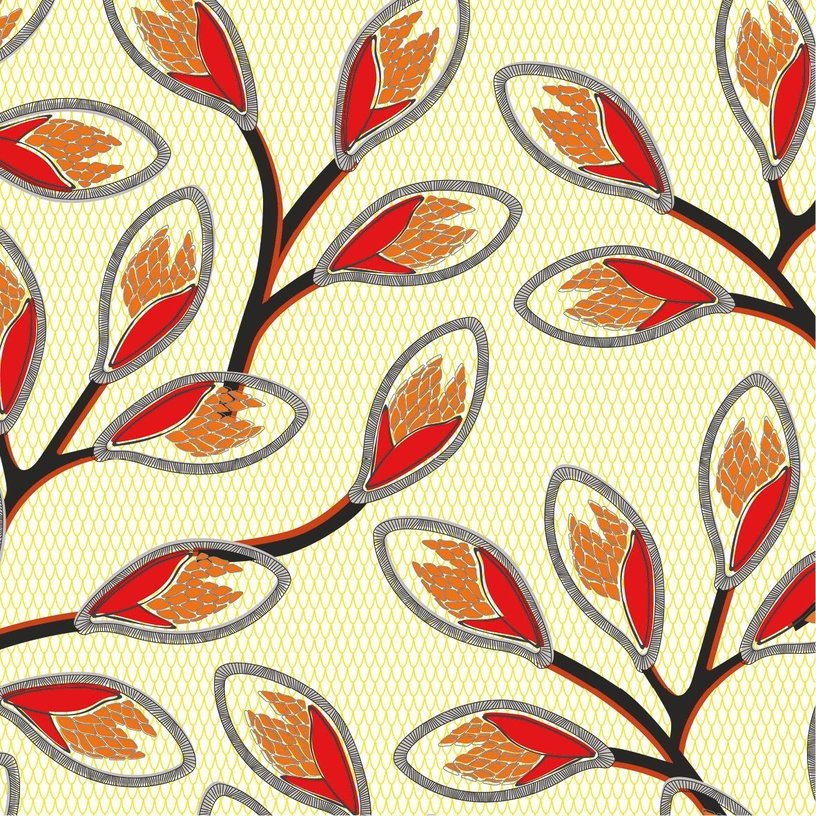 Lé de papier peint orange Nyambura - MUES Design - The Cool Republic