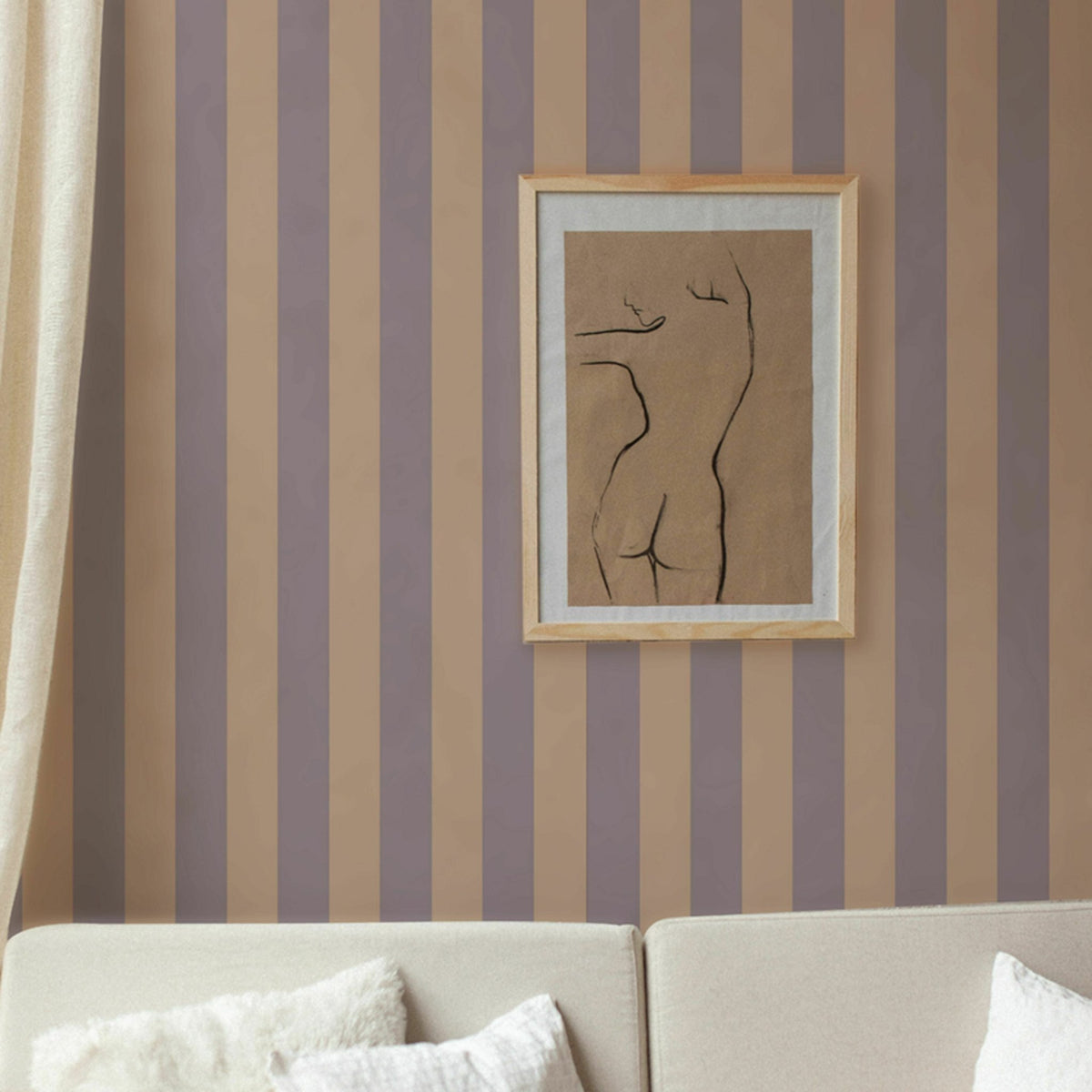 Lé de papier peint parme et beige rosé Auguste 13 - Mues Design - The Cool Republic