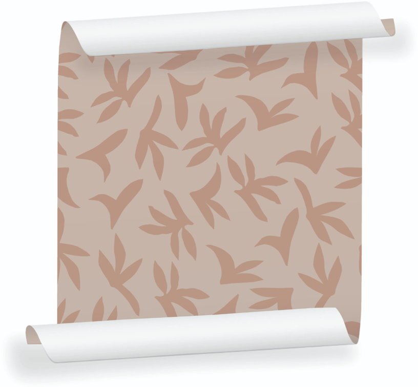 Lé de papier peint rose sur beige Loup - MUES Design - The Cool Republic