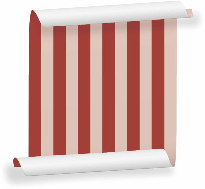 Lé de papier peint rouge brique et rose pâle Auguste 21 - Mues Design - The Cool Republic
