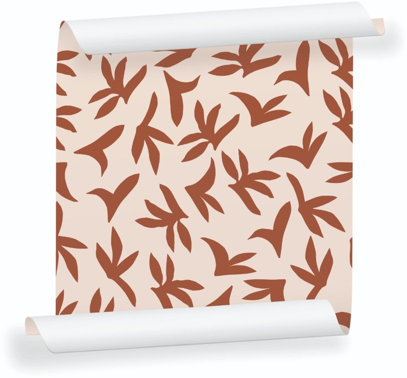 Lé de papier peint rouge sur beige Loup - MUES Design - The Cool Republic