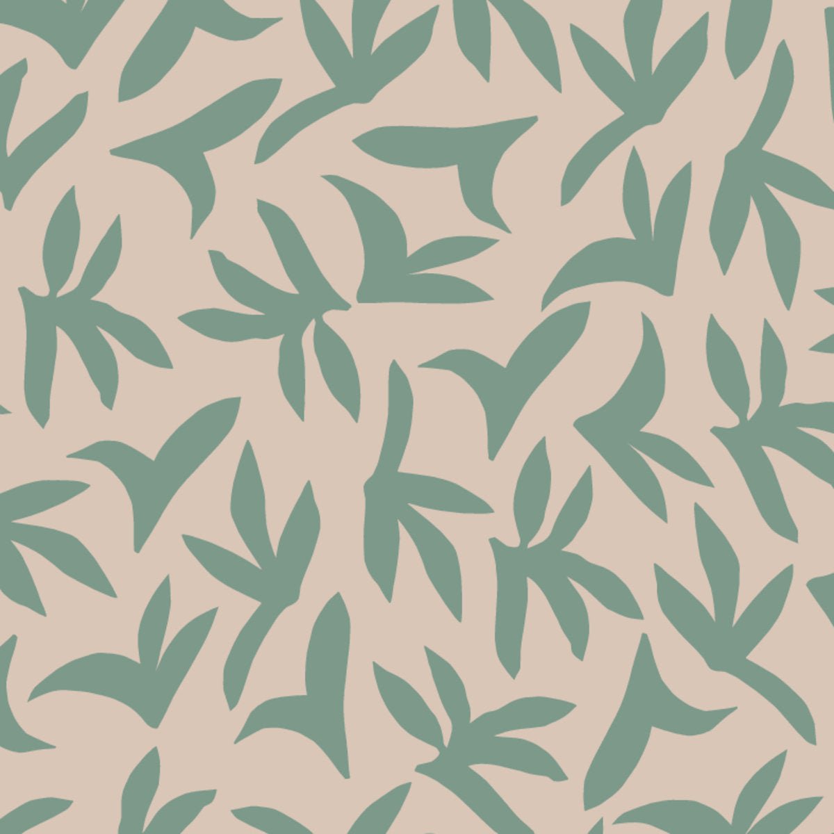 Lé de papier peint vert sur beige Loup - MUES Design - The Cool Republic