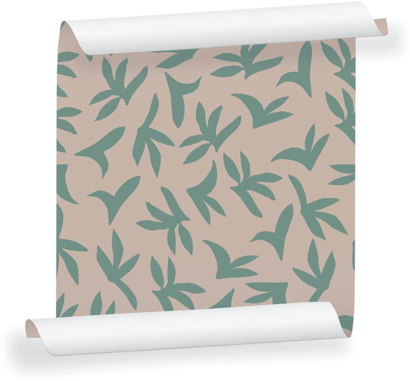 Lé de papier peint vert sur beige Loup - MUES Design - The Cool Republic