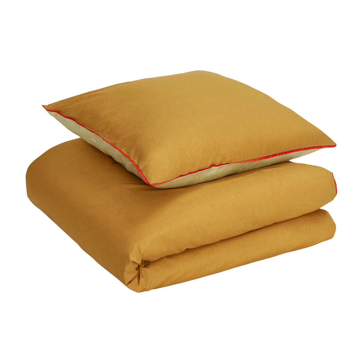Aki Bed Linen Green/Orange 80/200 - Hübsch - The Cool Republic