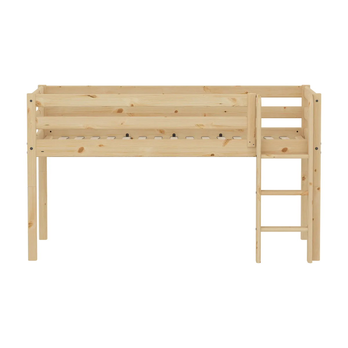 Lit à barreaux pour enfant mi-hauteur en bois de pin brut marron 209,3x110x120cm Raw - Flexa — vue 3