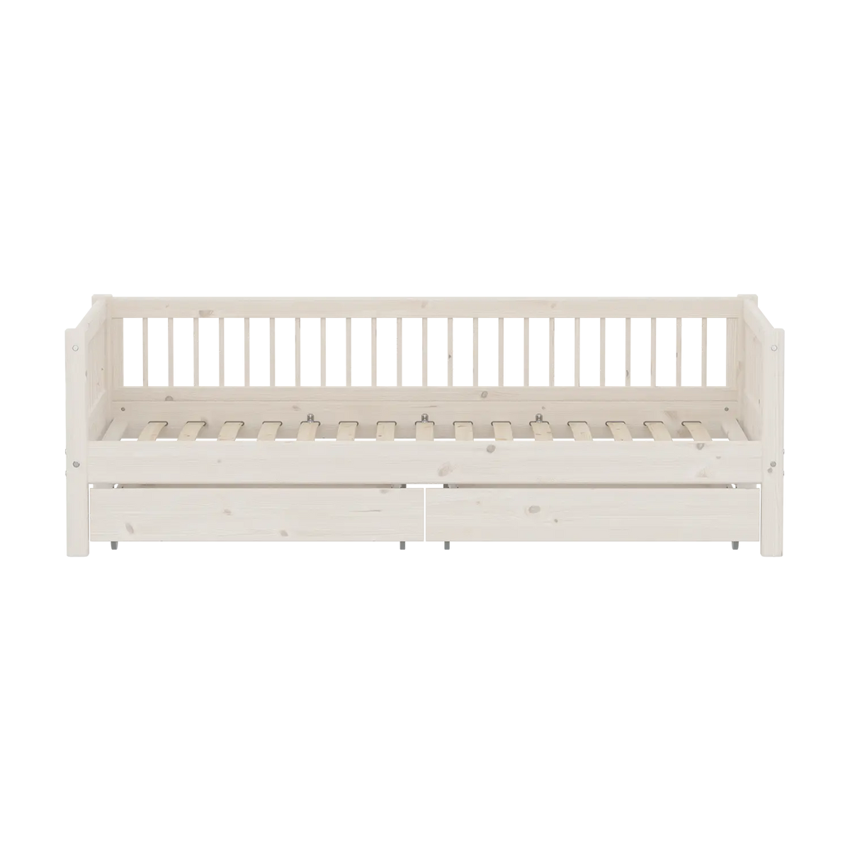 Lit banquette pour enfant avec rangements en pin massif blanc 210x100x66,5cm Classic - Flexa — vue 2