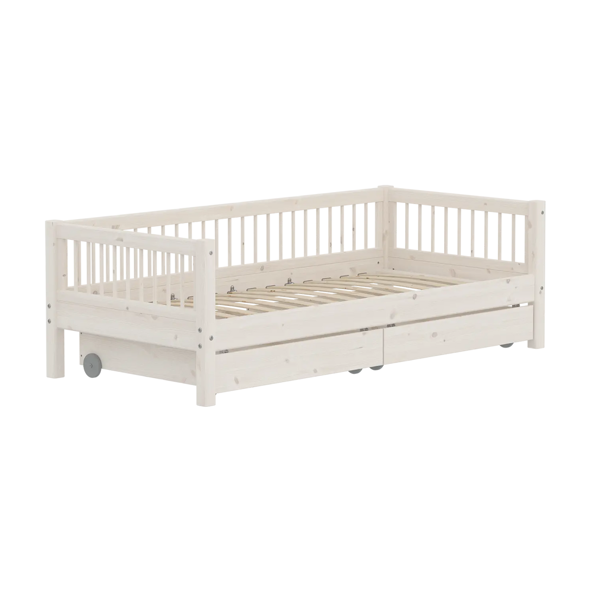 Lit banquette pour enfant avec rangements en pin massif blanc 210x100x66,5cm Classic - Flexa — vue 3