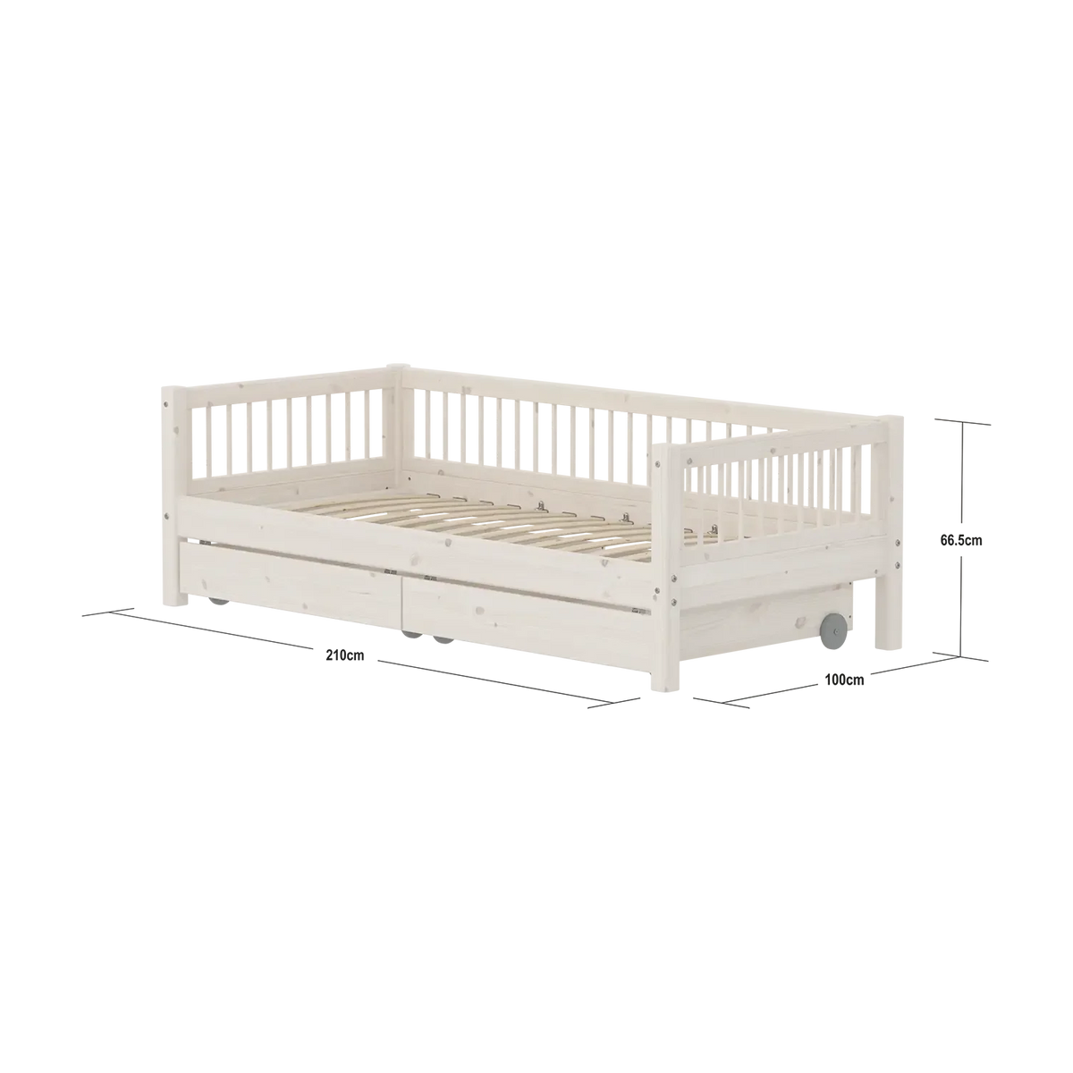 Lit banquette pour enfant avec rangements en pin massif blanc 210x100x66,5cm Classic - Flexa — vue 4