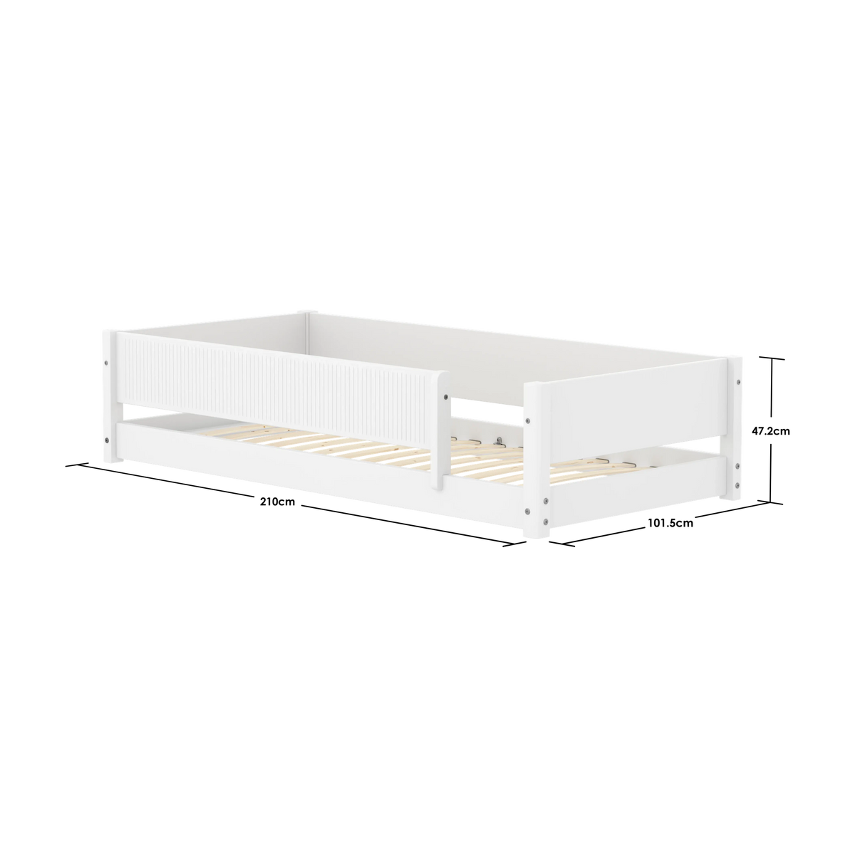Lit bas à barreaux pour enfant en bois blanc 210x101x47,2cm Montessori White - Flexa — vue 8