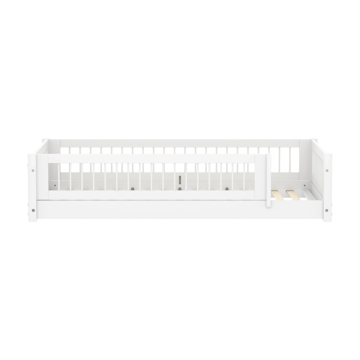 Lit bas à barreaux pour enfant en bois de pin blanc 210x101x47,2cm Montessori White - Flexa — vue 3