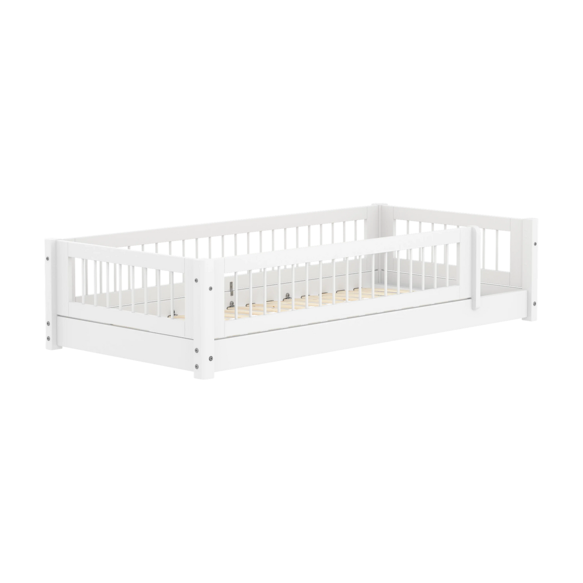 Lit bas à barreaux pour enfant en bois de pin blanc 210x101x47,2cm Montessori White - Flexa — vue 4