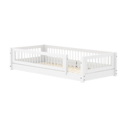 Lit bas à barreaux pour enfant en bois de pin blanc 210x101x47,2cm Montessori White - Flexa