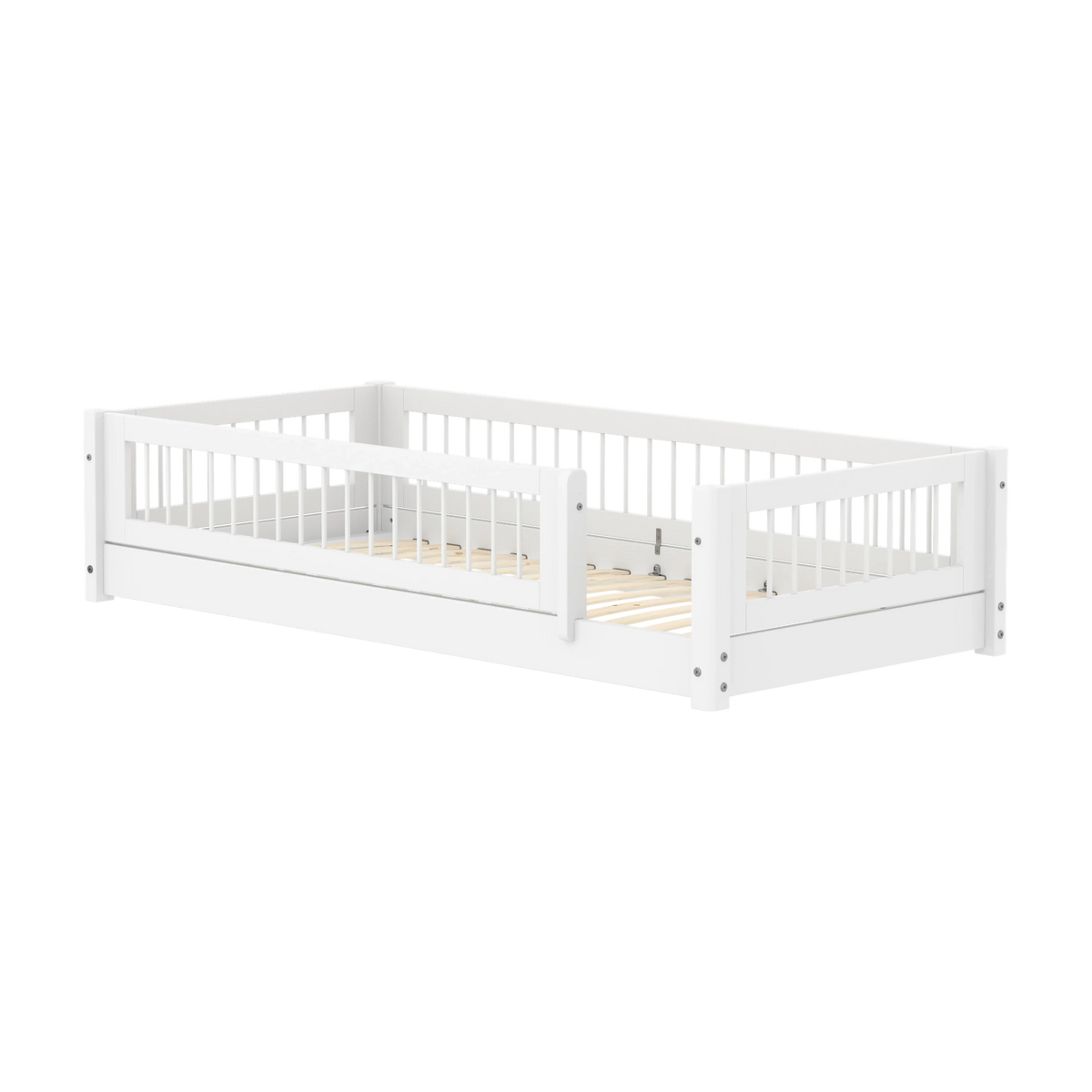 Lit bas à barreaux pour enfant en bois de pin blanc 210x101x47,2cm Montessori White - Flexa