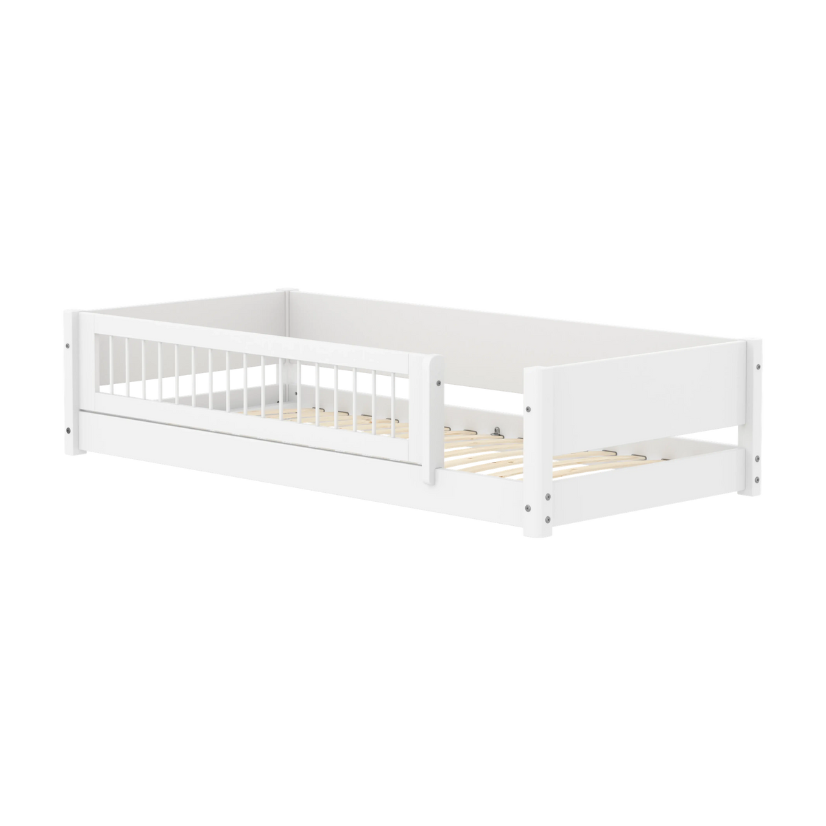 Lit bas pour enfant à barreaux en bois blanc 210x101x47,2cm Montessori White - Flexa