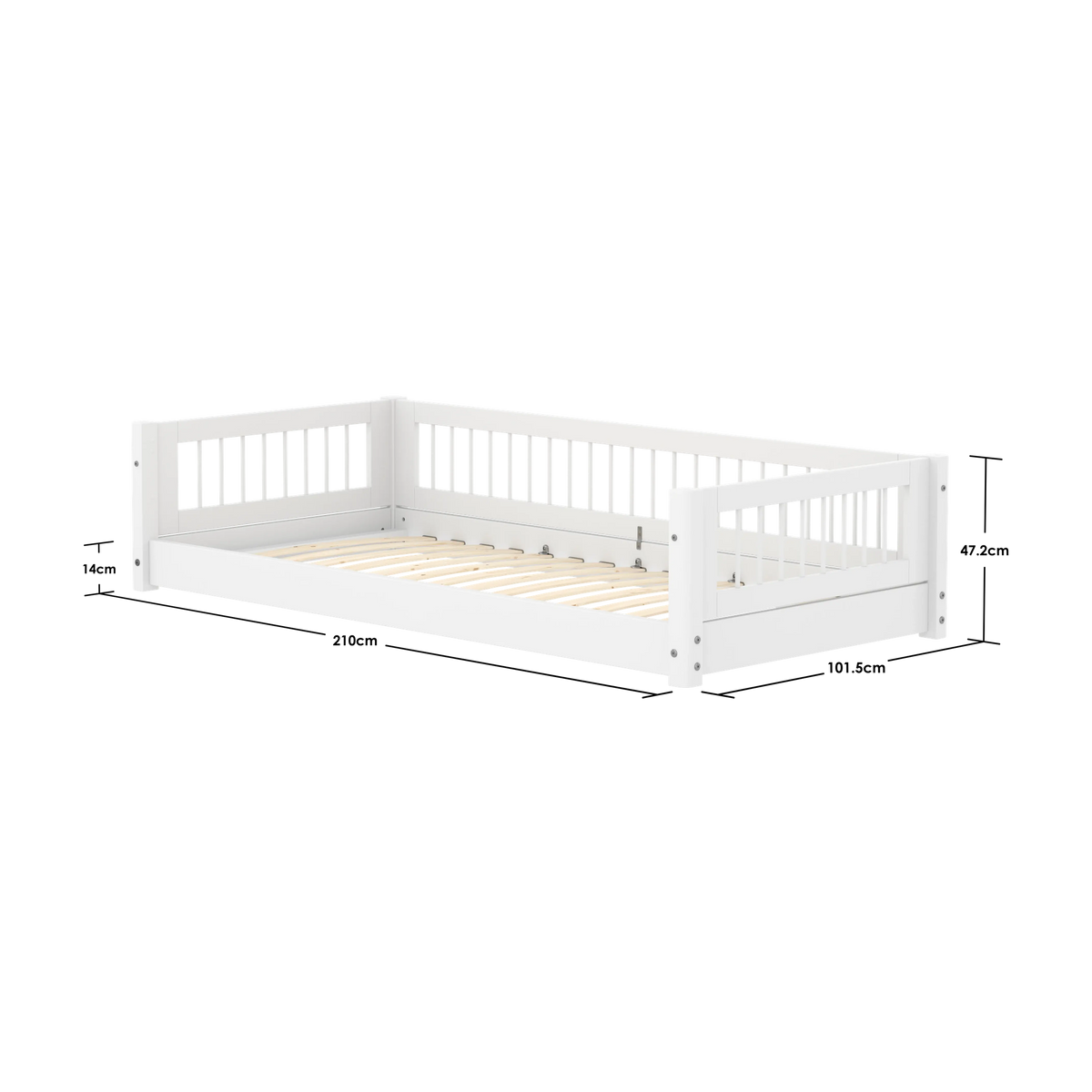 Lit bas pour enfant en bois blanc 210x101x47,3cm Montessori White - Flexa — vue 4