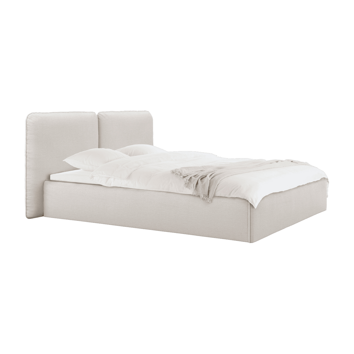 Lit coffre en tissu beige 160x200cm Melu - noo.ma - The Cool Republic