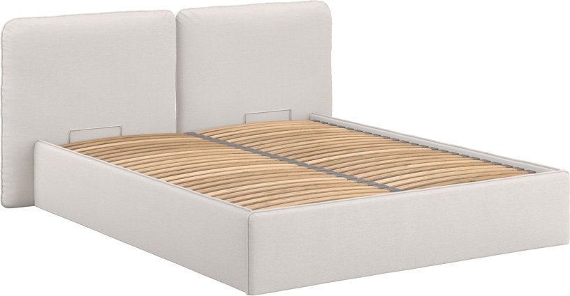 Lit coffre en tissu beige 180x200cm Melu - noo.ma - The Cool Republic