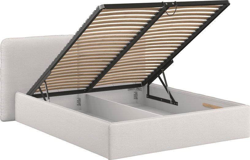 Lit coffre en tissu beige 180x200cm Melu - noo.ma - The Cool Republic