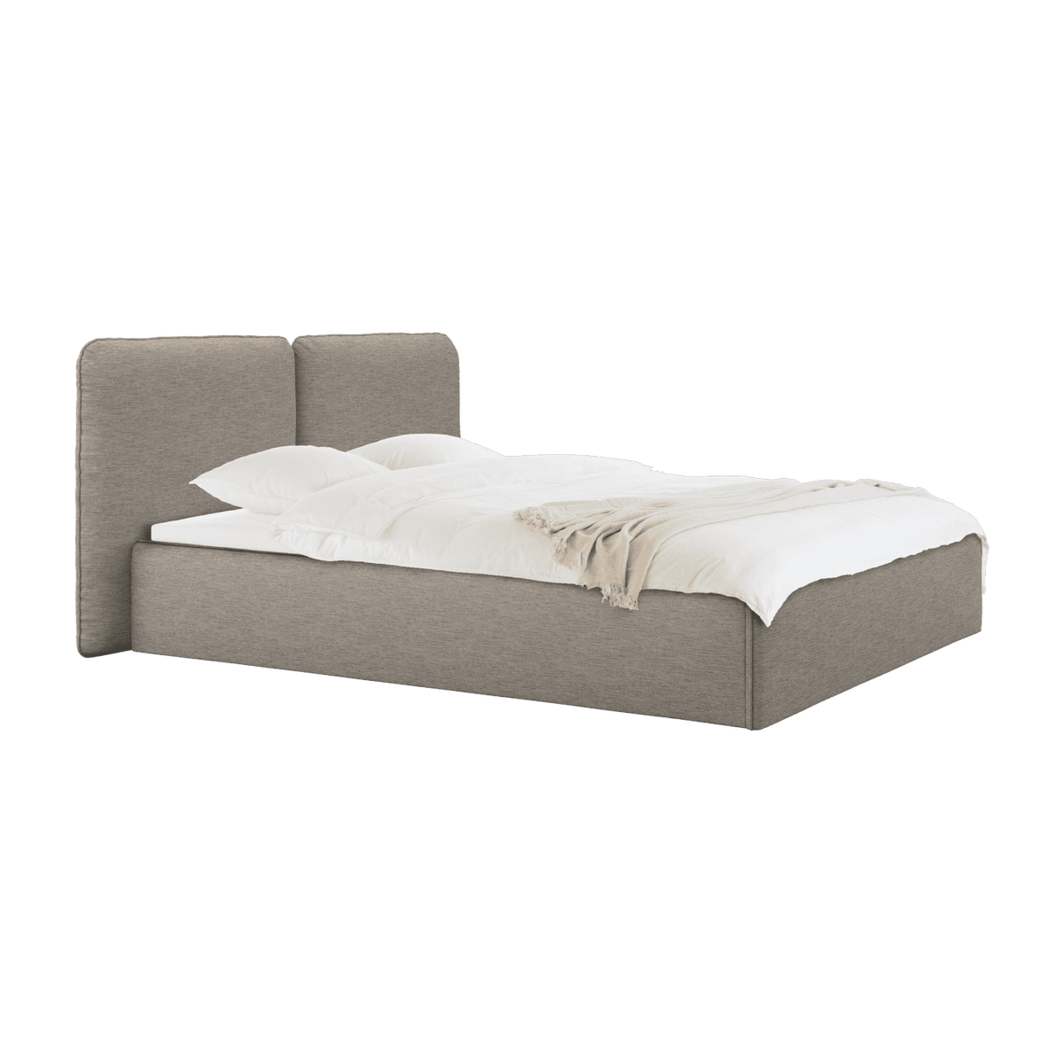Lit coffre en tissu brun clair 160x200cm Melu - noo.ma - The Cool Republic