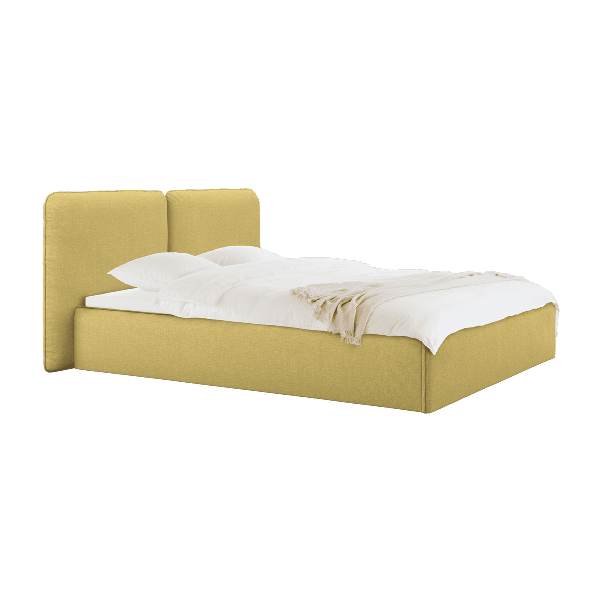Lit coffre en tissu jaune 140x200cm Melu - noo.ma - The Cool Republic