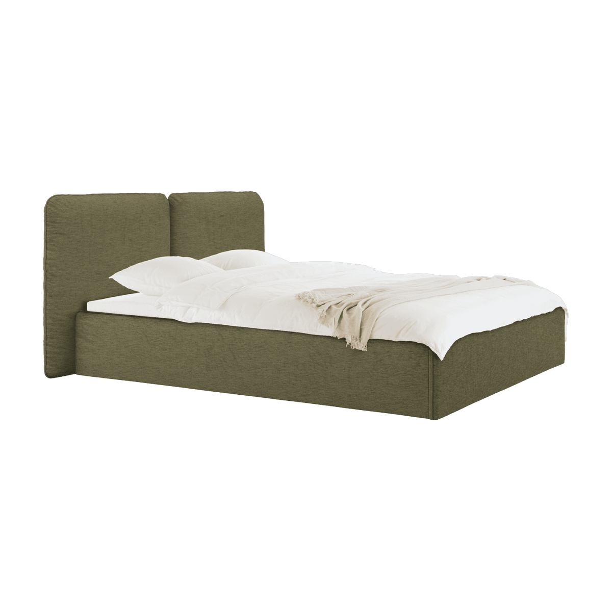 Lit coffre en tissu vert 160x200cm Melu - noo.ma - The Cool Republic