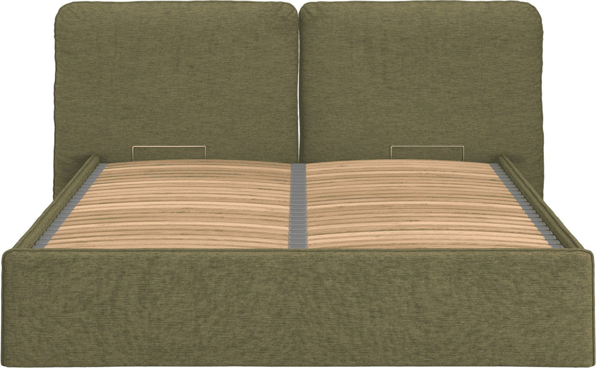 Lit coffre en tissu vert 180x200cm Melu - noo.ma - The Cool Republic