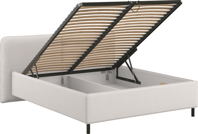 Lit coffre sur pieds en tissu beige 140x200cm Melu - noo.ma - The Cool Republic