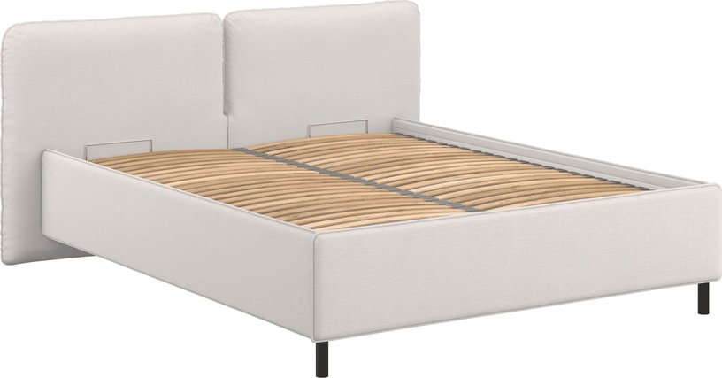 Lit coffre sur pieds en tissu beige 180x200cm Melu - noo.ma - The Cool Republic