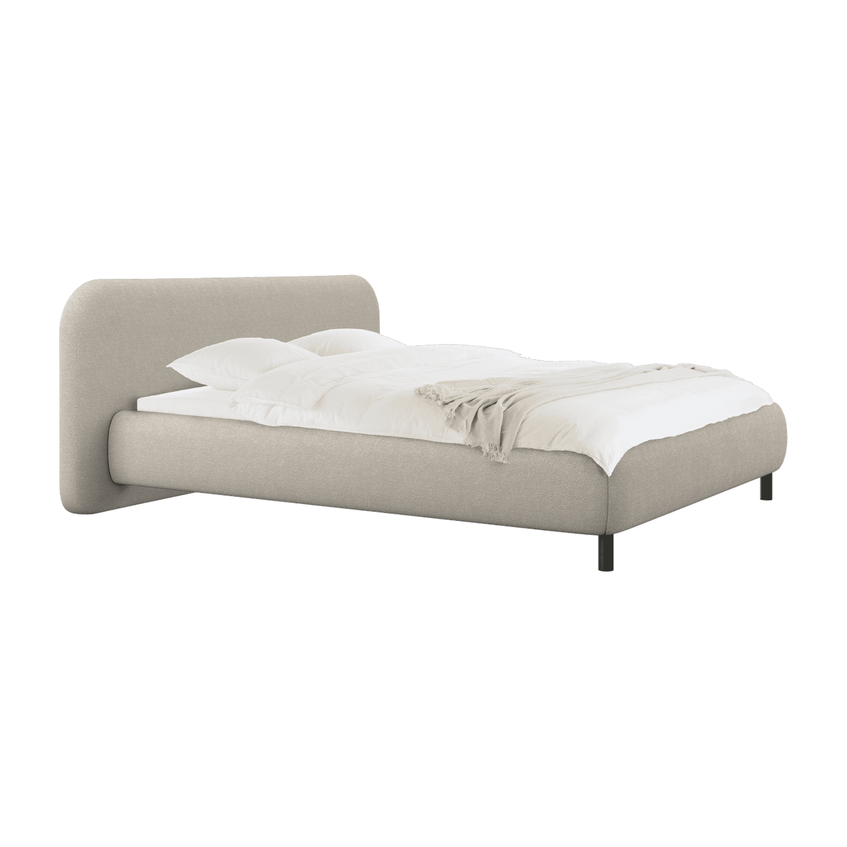 Lit coffre sur pieds en tissu bouclé beige 140x200cm Mumo - noo.ma - The Cool Republic