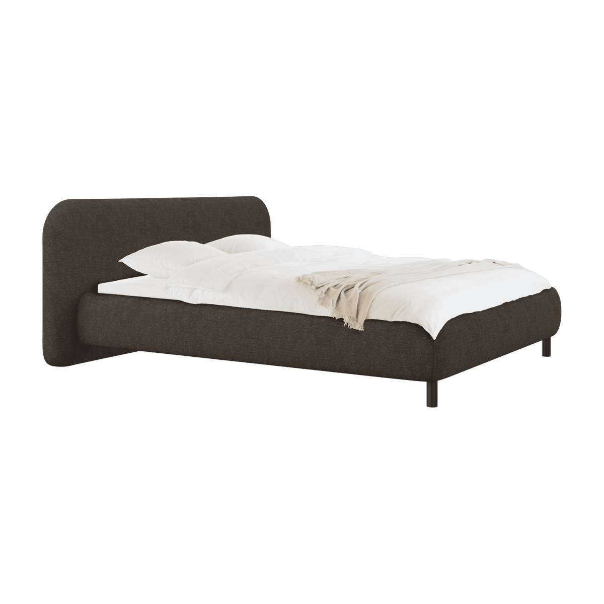 Lit coffre sur pieds en tissu bouclé marron chocolat 180x200cm Mumo - noo.ma - The Cool Republic
