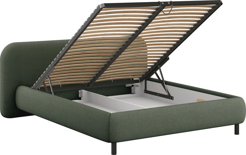 Lit coffre sur pieds en tissu bouclé vert thym 140x200cm Mumo - noo.ma - The Cool Republic