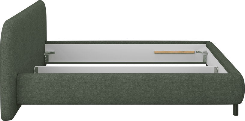 Lit coffre sur pieds en tissu bouclé vert thym 160x200cm Mumo - noo.ma - The Cool Republic