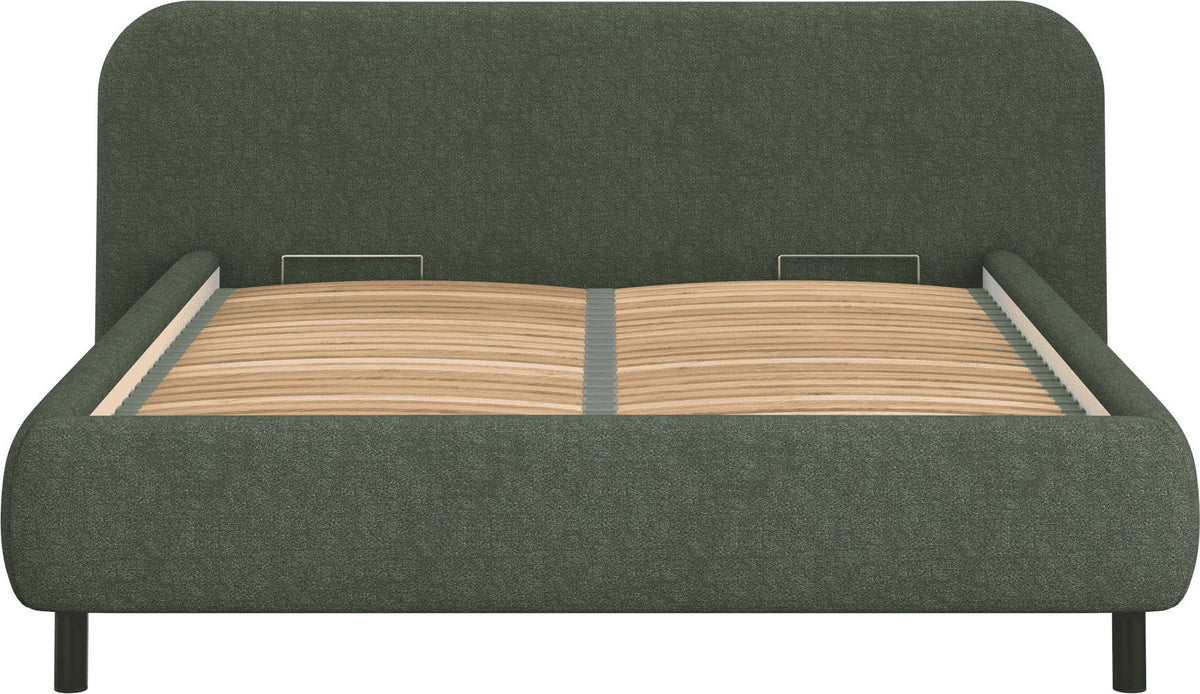 Lit coffre sur pieds en tissu bouclé vert thym 180x200cm Mumo - noo.ma - The Cool Republic