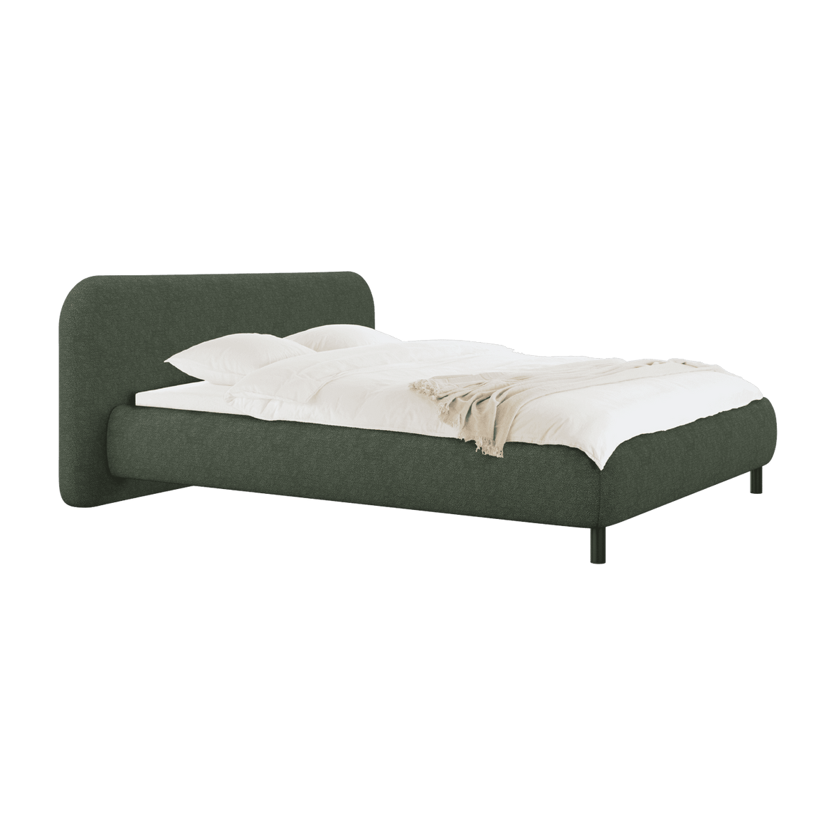 Lit coffre sur pieds en tissu bouclé vert thym 180x200cm Mumo - noo.ma - The Cool Republic