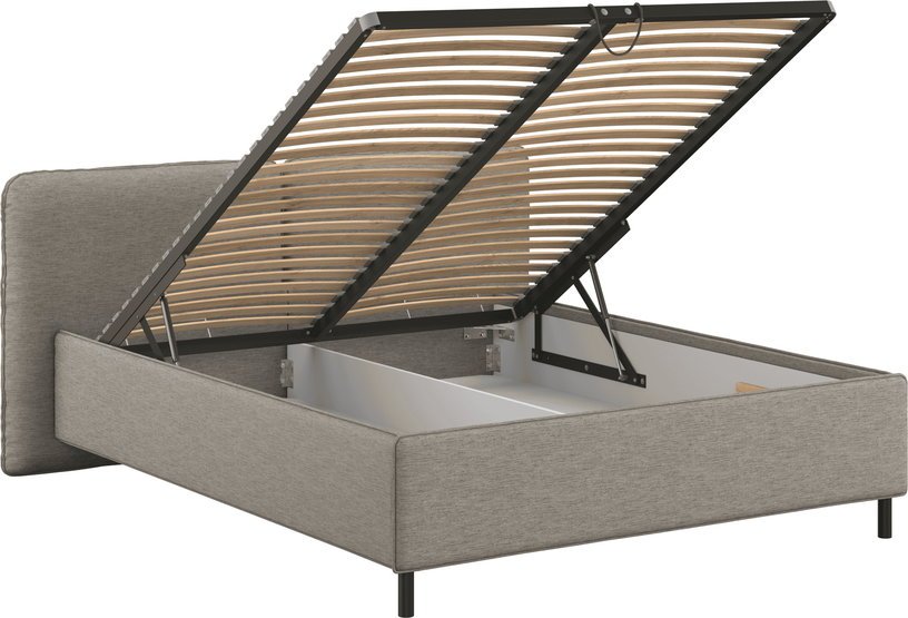 Lit coffre sur pieds en tissu brun clair 140x200cm Melu - noo.ma - The Cool Republic